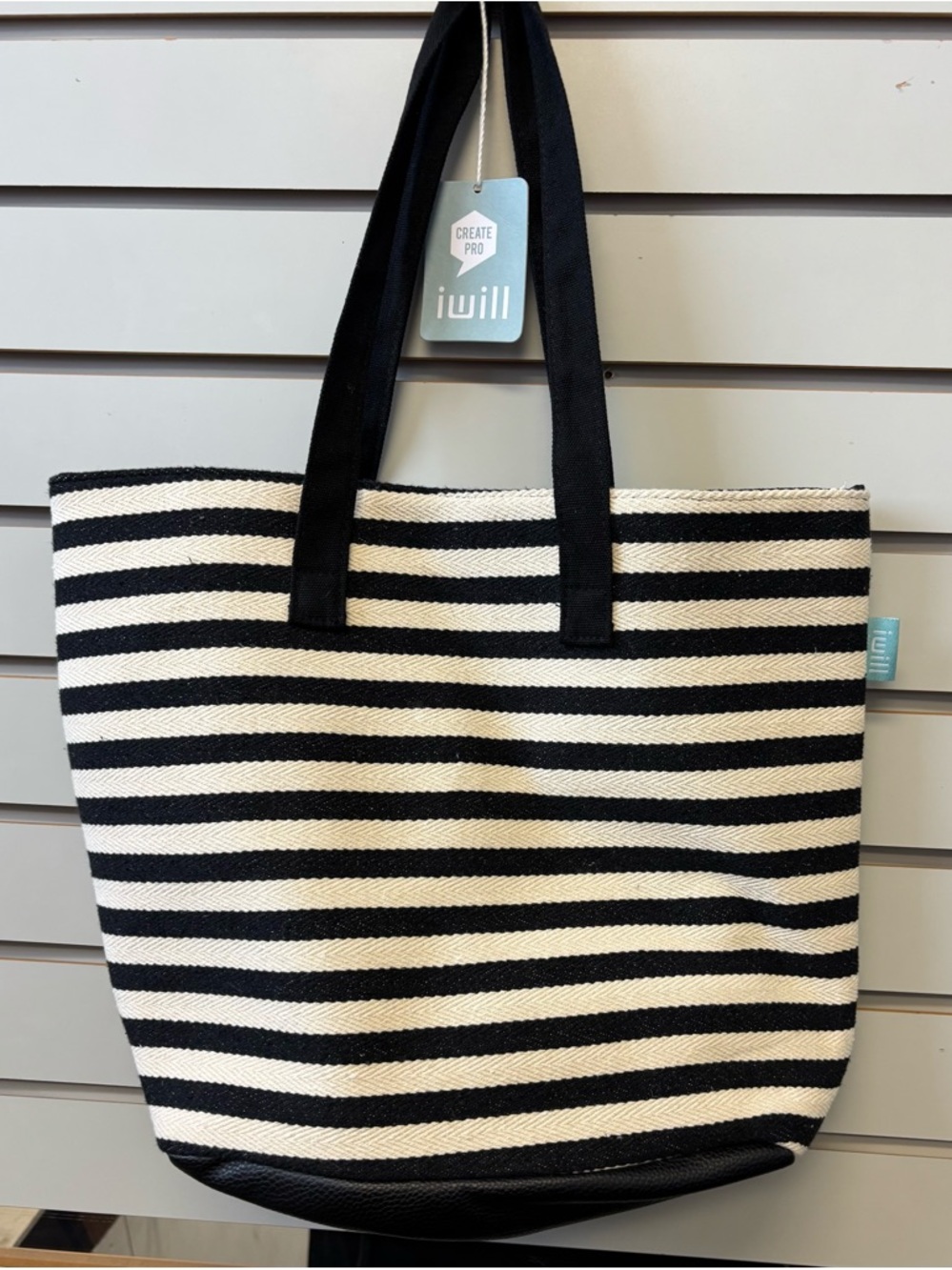 i Will Create Pro Black & White Striped Tote Bag